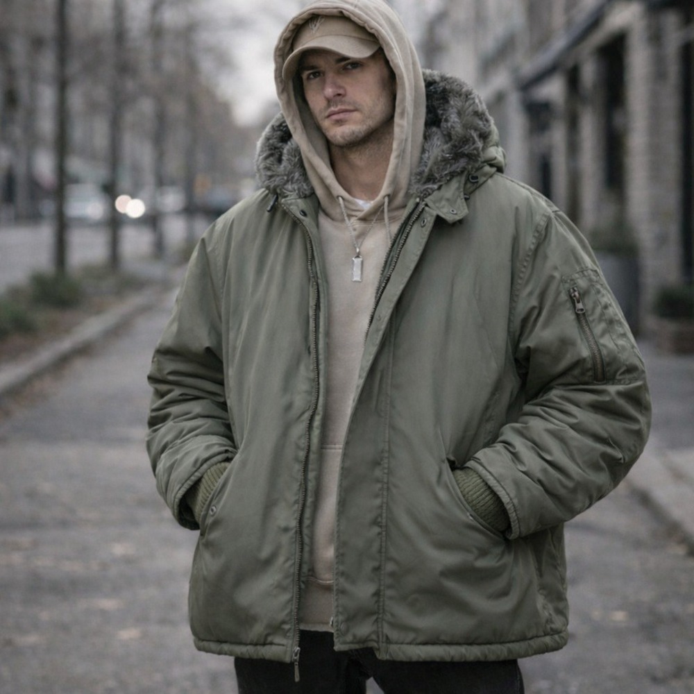 Vintage‎ ALPHA INDUSTRIES Mens XL Olive N3B Extreme Cold Weather Military Parka